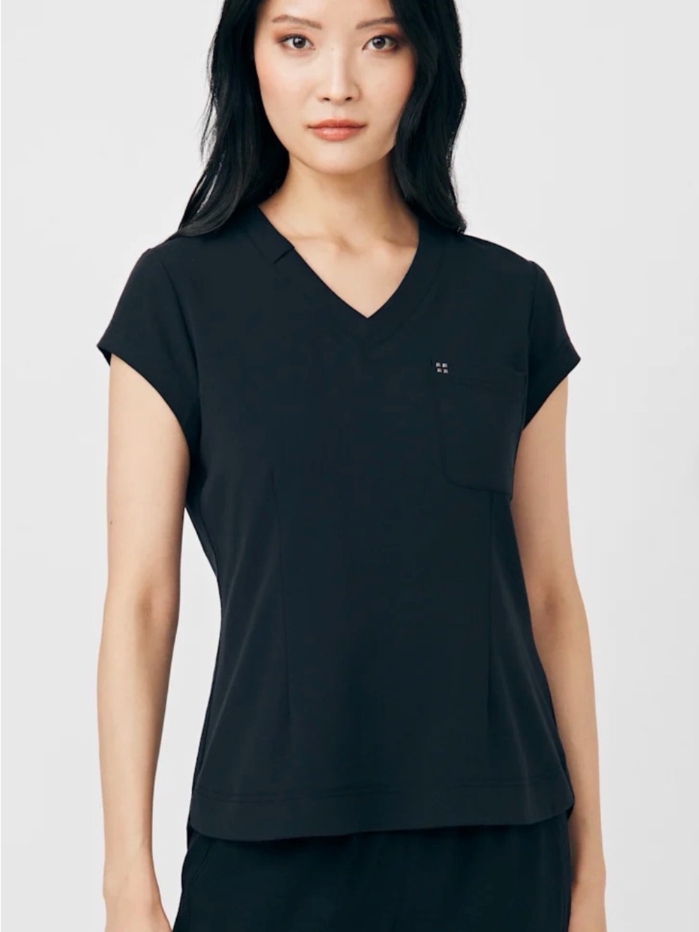 NWT CRFT by White Cross 1-Pocket V-Neck Scrub Top Women M Black